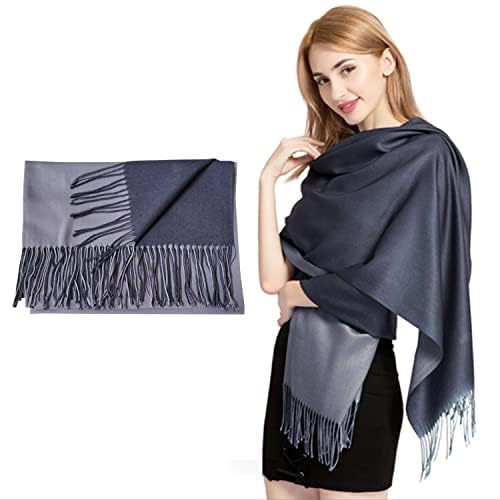 Gray & Dark Gray : Cashmere Scarf Reversible