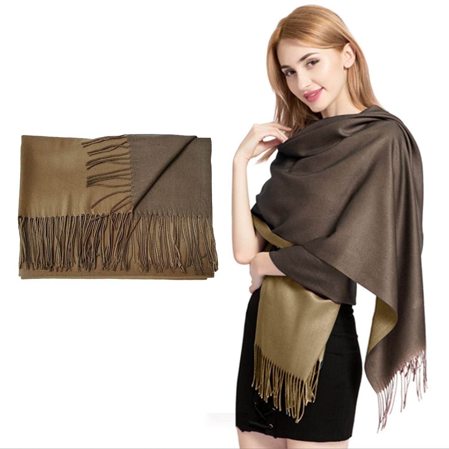 Mustard & Brown : Cashmere Scarf Reversible