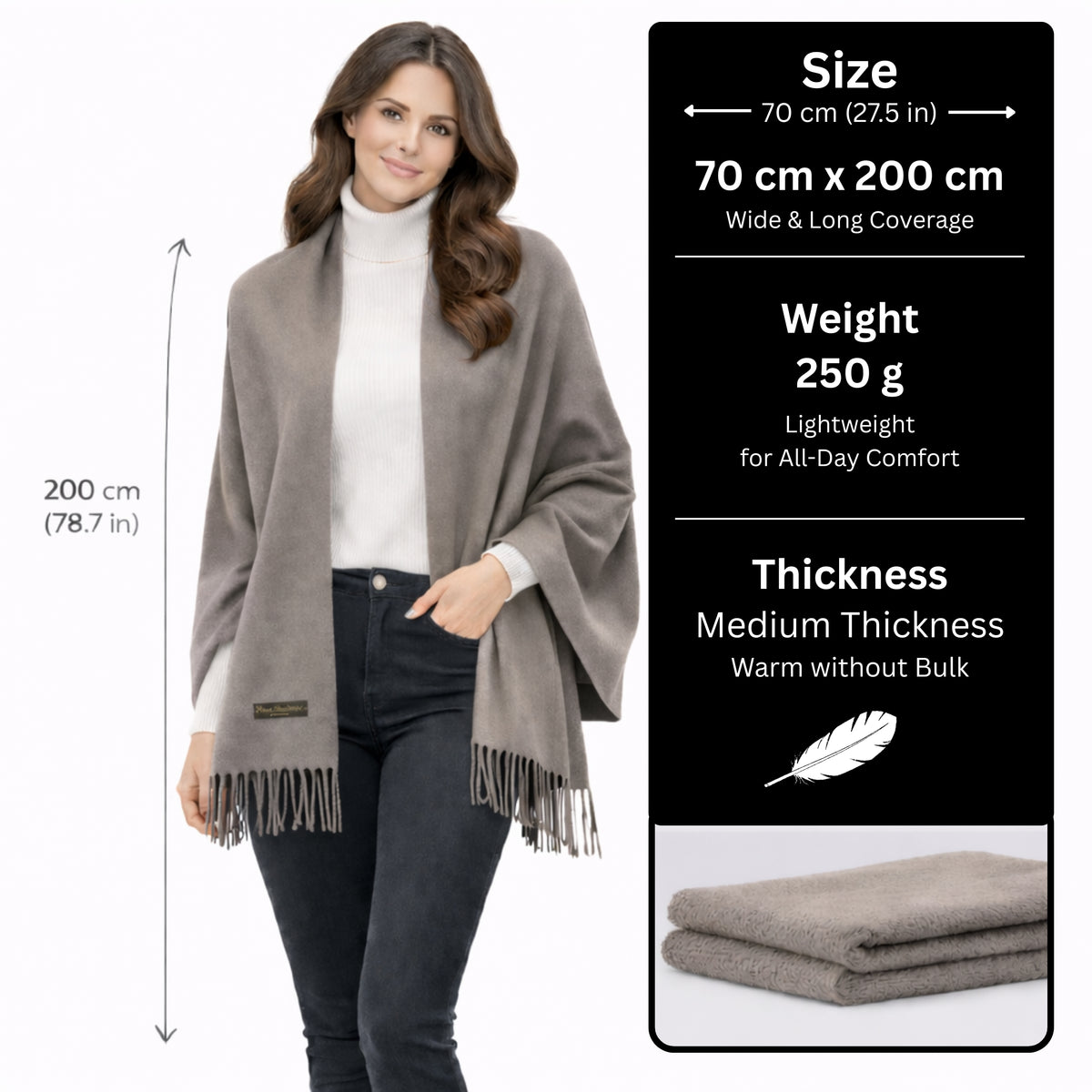 Gray Color : Cashmere Scarf Solid