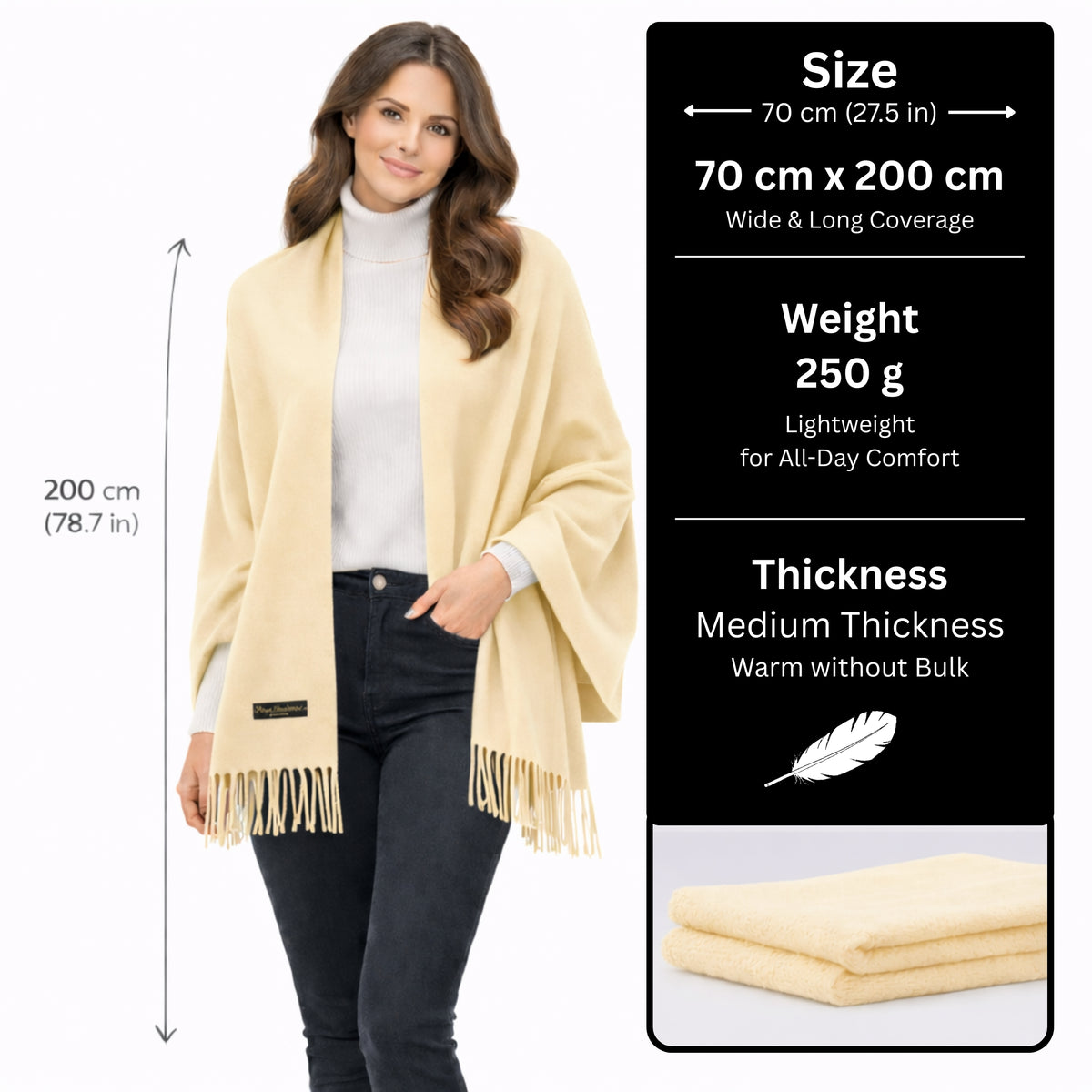 Cream Color : Cashmere Scarf Solid