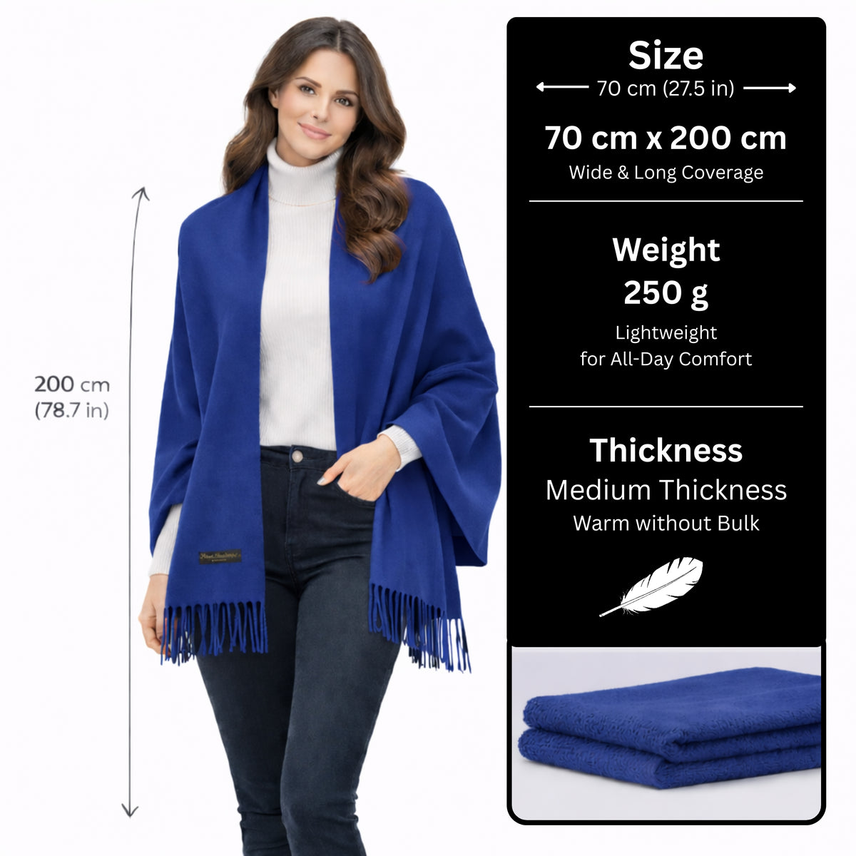 Dark Blue Color : Cashmere Scarf Solid
