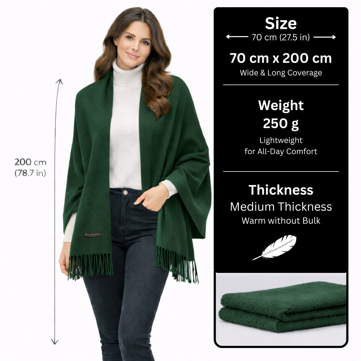 Dark Green Color : Cashmere Scarf Solid