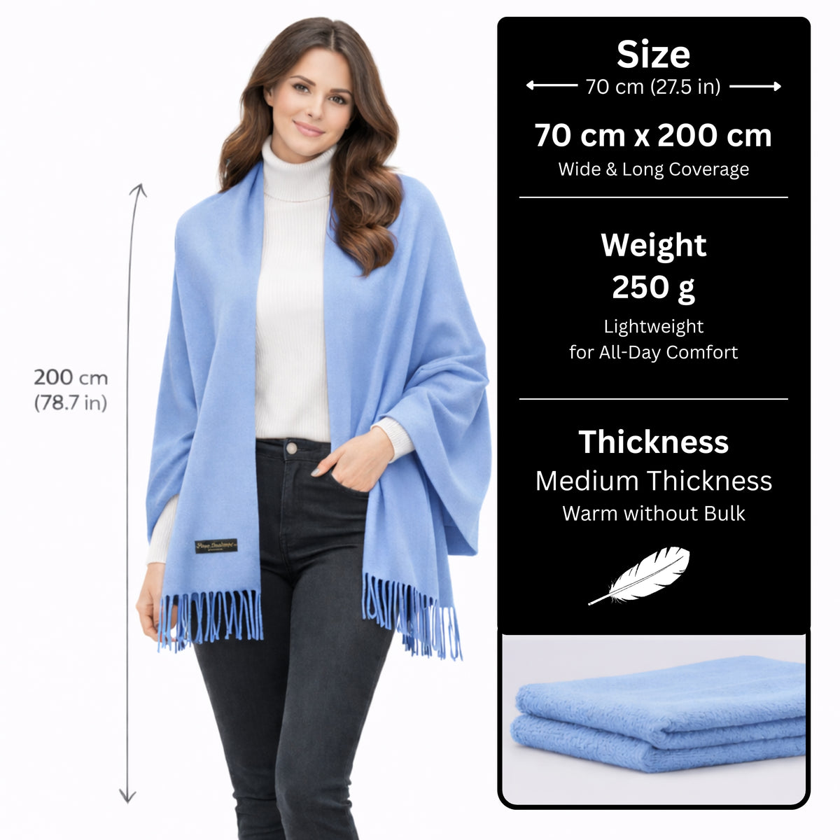 Light Blue Color : Cashmere Scarf Solid