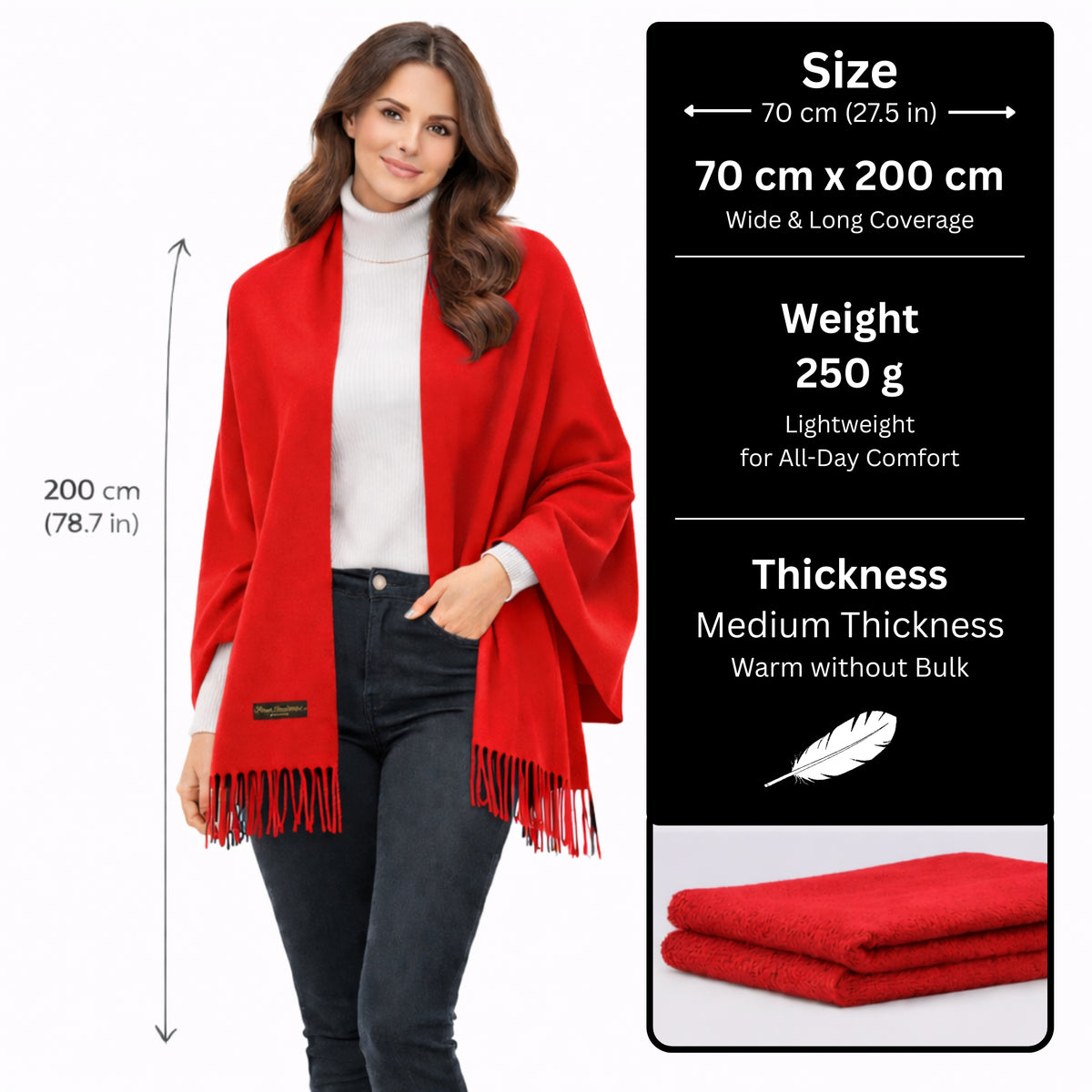 Red Color : Cashmere Scarf Solid