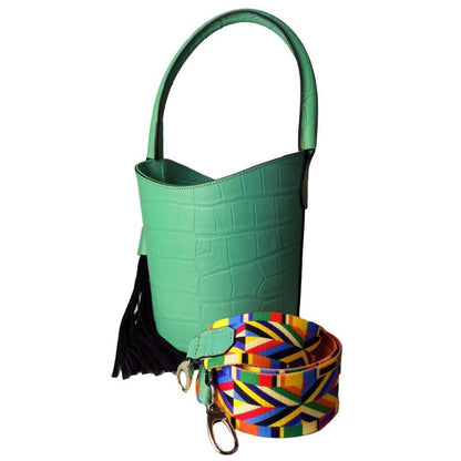 Textured Leather Bucket Bag - Painted Hills Souvenirs
